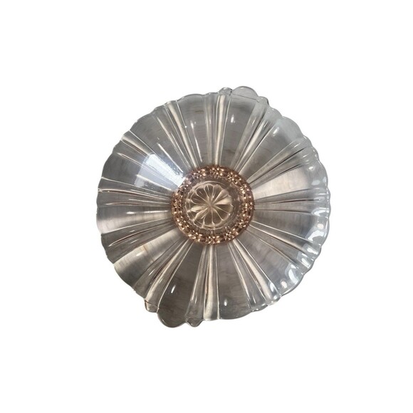 VTG Anchor Hocking Glass Old Cafe Depression PINK Candy Bowl Dish 8 3/4” Handles - Picture 5 of 10